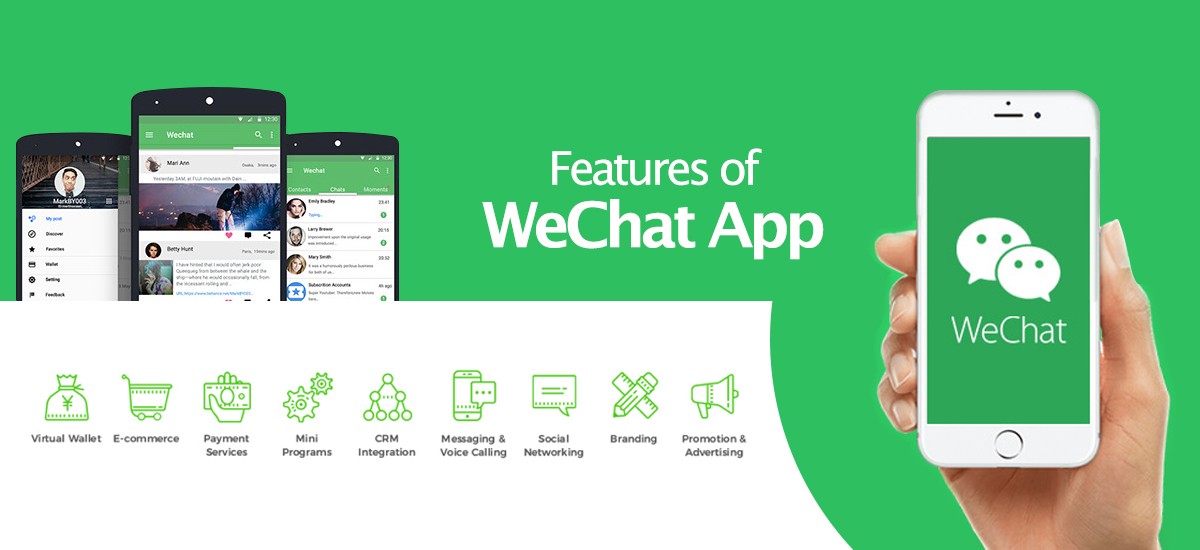 Features of social media and messaging app WeChat