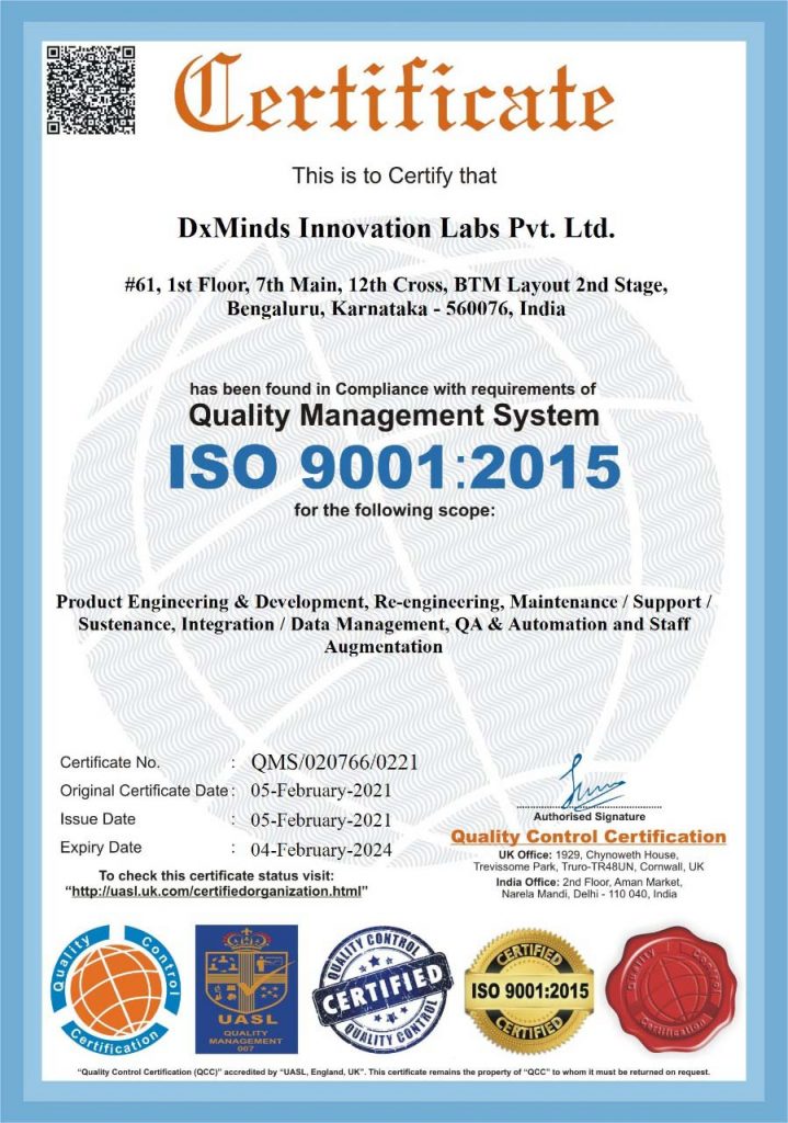 ISO 9001-2015Certification DxMinds